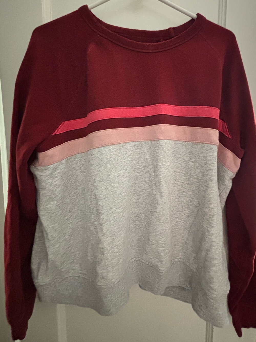 Sonoma Wine and Pink Colorblock Crewneck Sweatshirt